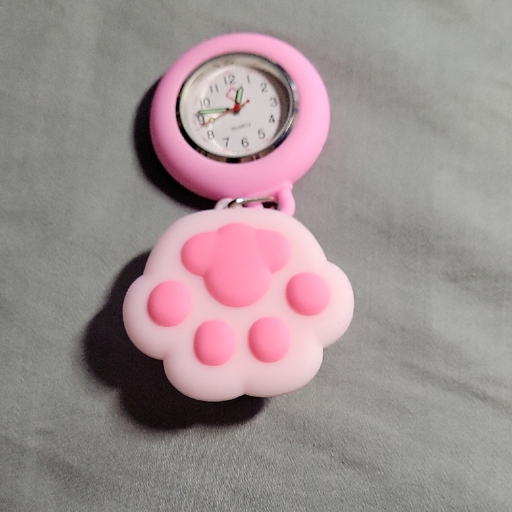 Pink Paw-Shaped Kids Watch